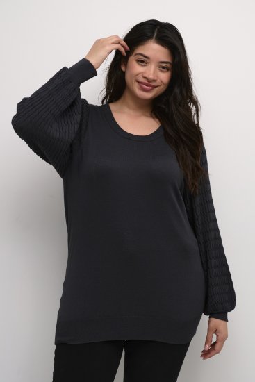 Kaffe Curve Lini Knit Trui Zwart Oyster - Sweaters & hoodies - 