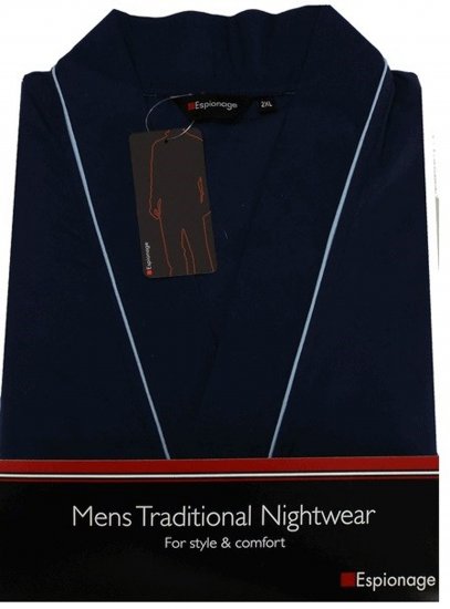Espionage PJ091 Lightweight Bathrobe Navy - Badjassen/handdoeken - Grote Maten Badjassen Heren