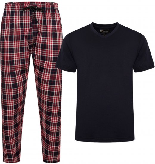 Kam Jeans 897 Lounge Pants and T-Shirt Set Red/Black - Pyjama's en Loungewear - Grote Maten Pyjama Heren