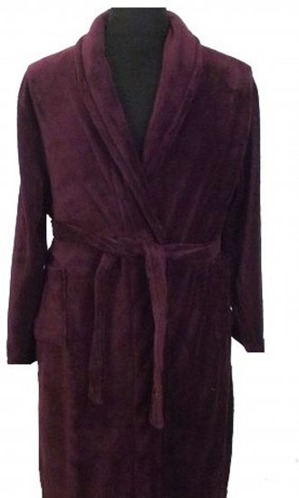 Espionage PJ068 Plain Fleece Gown Burgundy - Badjassen/handdoeken - Grote Maten Badjassen Heren