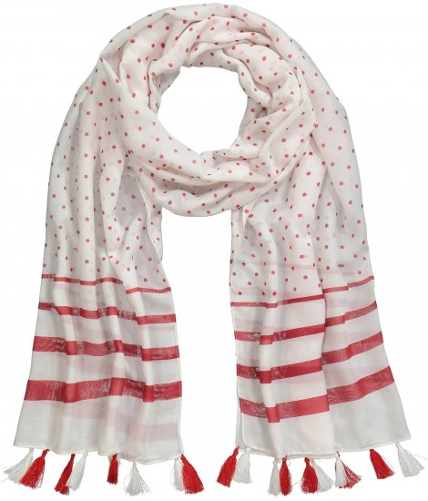 Ulla Popken Dot Print Tassel Accent Scarf Red - Modni dodaci - 