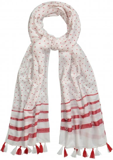 Ulla Popken Dot Print Tassel Accent Scarf Red - Modni dodaci - 
