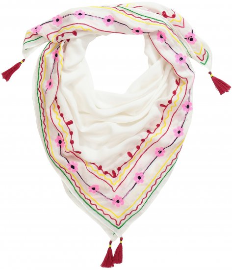 Ulla Popken Tassel Embroidery Scarf Snow White - Modni dodaci - 
