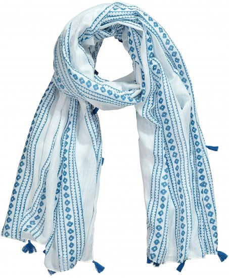 Ulla Popken Greek Stripe Tasseled Scarf Blue - Modni dodaci - 