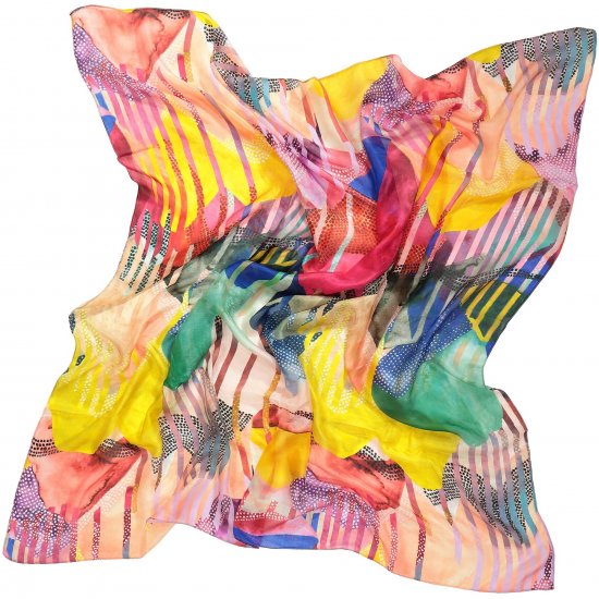 Ulla Popken Colorful Square Silk Scarf Rainbow - Modni dodaci - 