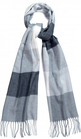 Ulla Popken Checked Fringed Hem Scarf Light Grey Melange - Modni dodaci - 