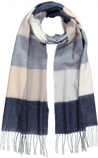 Ulla Popken Checked Fringed Hem Scarf Dark Putty - Modni dodaci - 