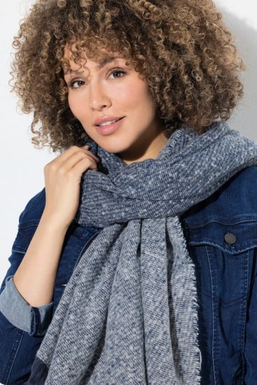 Ulla Popken Fringed Hem Knit Scarf Deep Aqua - Modni dodaci - Sjaals voor dames