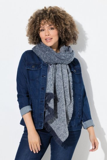 Ulla Popken Fringed Hem Knit Scarf Deep Aqua - Modni dodaci - Sjaals voor dames