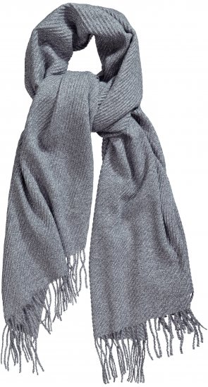 Ulla Popken Ribbed Knit Fringed Hem Scarf Grey Melange - Modni dodaci - 