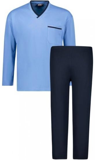 Adamo Beppo Long Sleeve Pyjama Light Blue - Ondergoed & Zwem - Grote Maten Ondergoed Heren