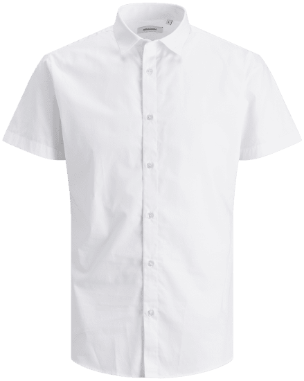 Jack & Jones JOE Shirt Short sleeve Plain Casual White - Overhemden - Overhemden Grote Maten Heren