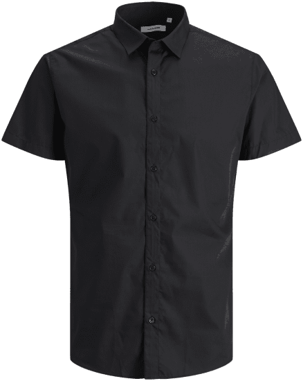Jack & Jones JOE Shirt Short Sleeve Plain Casual Black - Overhemden - Overhemden Grote Maten Heren