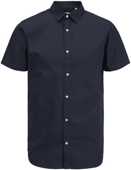 Jack & Jones JOE Shirt Short Sleeve Plain Casual Navy - Overhemden - Overhemden Grote Maten Heren