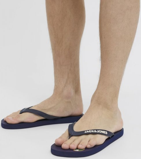 Jack & Jones Logo Palm Print Flip Flop Slippers Medieval Blue - Herenschoenen 40-52 - 