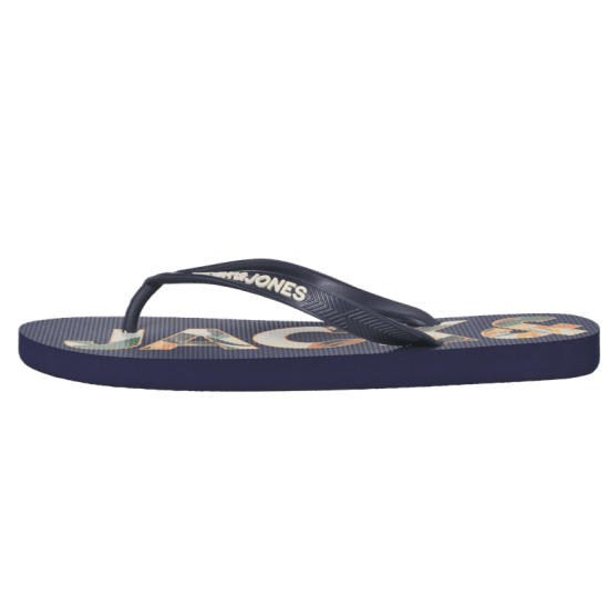 Jack & Jones Logo Palm Print Flip Flop Slippers Medieval Blue - Herenschoenen 40-52 - 
