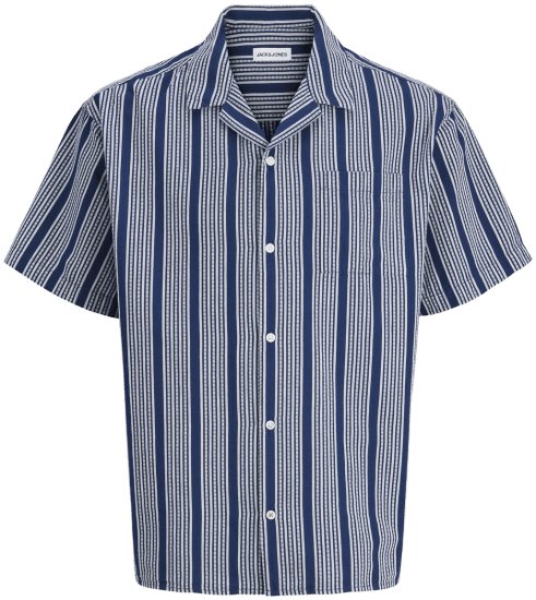 Jack & Jones Edover Resort Short Sleeve Shirt Dark Blue - Overhemden - Overhemden Grote Maten Heren