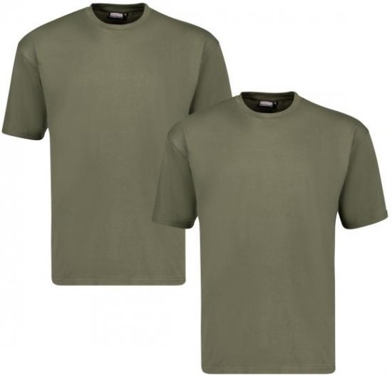 Adamo 129420 Marlon Comfort fit 2-pack T-shirt Olive Green - T-shirts - Grote Maten T-shirts Heren