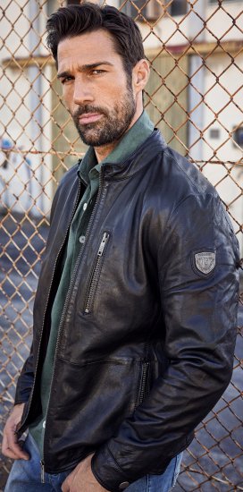 JP1880 Biker Style Leather Jacket Black - Jassen - Grote Maten Herenjassen