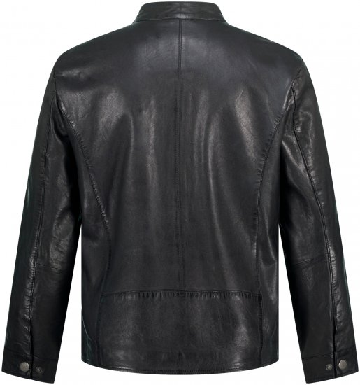 JP1880 Biker Style Leather Jacket Black - Jassen - Grote Maten Herenjassen