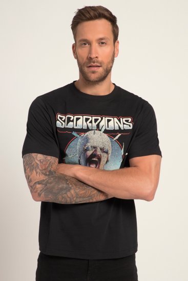JP1880 Scorpions Blackout Graphic Comfort Fit Band T-Shirt Black - T-shirts - Grote Maten T-shirts Heren
