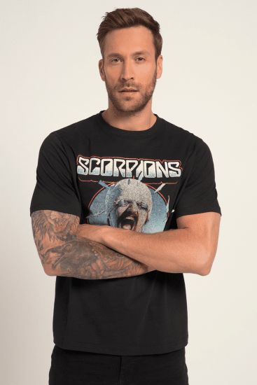 JP1880 Scorpions Blackout Graphic Comfort Fit Band T-Shirt Black - T-shirts - Grote Maten T-shirts Heren