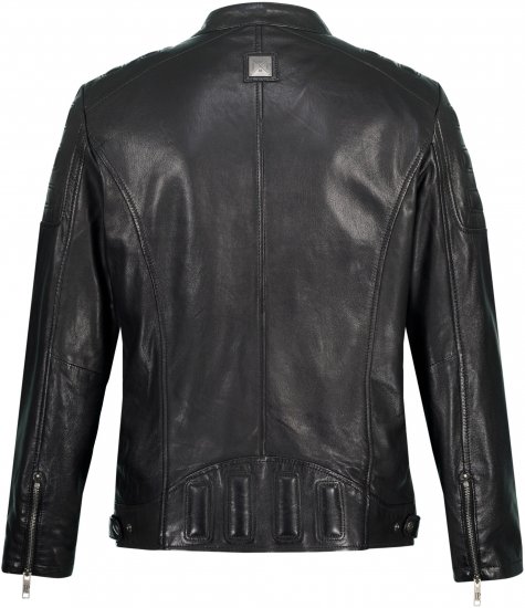 JP1880 Classic Biker Style Leather Jacket Black - Jassen - Grote Maten Herenjassen