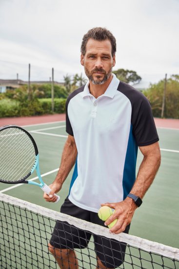 JP1880 FLEXNAMIC® QuickDry Tennis Polo Black-White-Blue - Sportkleding & outdoor - Grote Maten Sportkleding Heren