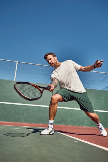 JP1880 QuickDry Stripes Tennis T-Shirt Off White - Sportkleding & outdoor - Grote Maten Sportkleding Heren