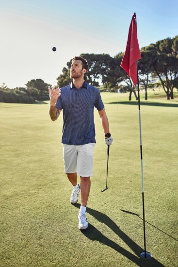 JP1880 Jay-Pi QuickDry Small Print Golf Polo Shirt Navy Blue - Polo shirts - Grote Maten Poloshirts Heren