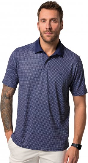 JP1880 Jay-Pi QuickDry Small Print Golf Polo Shirt Navy Blue - Polo shirts - Grote Maten Poloshirts Heren