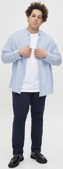 Jack & Jones Breeze Poplin Long Sleeve Shirt Chambray Blue - Overhemden - Overhemden Grote Maten Heren