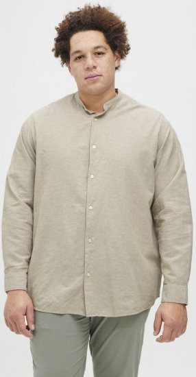 Jack & Jones Breeze Poplin Long Sleeve Shirt Beige - Overhemden - Overhemden Grote Maten Heren