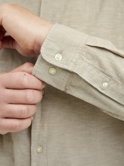 Jack & Jones Breeze Poplin Long Sleeve Shirt Beige - Overhemden - Overhemden Grote Maten Heren
