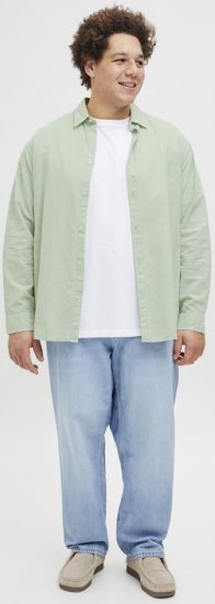 Jack & Jones Breeze Linen Blend Long Sleeve Shirt Iceberg Green - Overhemden - Overhemden Grote Maten Heren