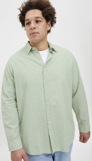 Jack & Jones Breeze Linen Blend Long Sleeve Shirt Iceberg Green - Overhemden - Overhemden Grote Maten Heren
