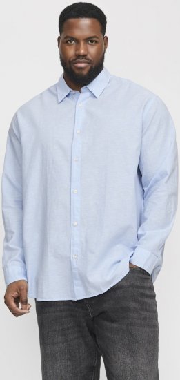 Jack & Jones Breeze Linen Blend Long Sleeve Shirt Chambray Blue - Overhemden - Overhemden Grote Maten Heren