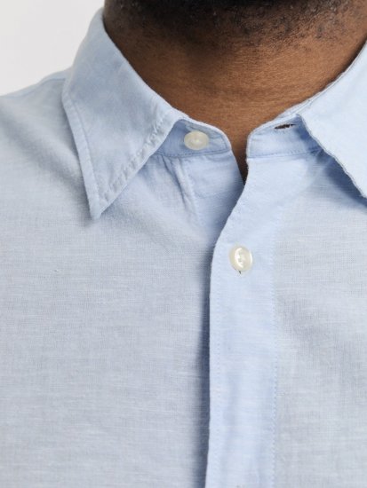 Jack & Jones Breeze Linen Blend Long Sleeve Shirt Chambray Blue - Overhemden - Overhemden Grote Maten Heren