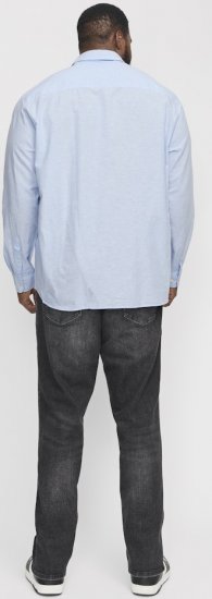 Jack & Jones Breeze Linen Blend Long Sleeve Shirt Chambray Blue - Overhemden - Overhemden Grote Maten Heren