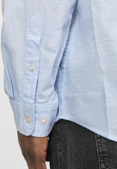 Jack & Jones Breeze Linen Blend Long Sleeve Shirt Chambray Blue - Overhemden - Overhemden Grote Maten Heren