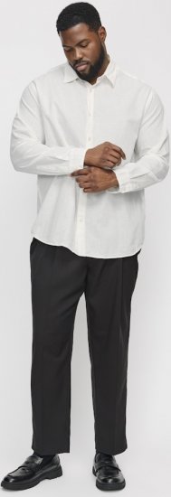 Jack & Jones Breeze Linen Blend Long Sleeve Shirt White - Overhemden - Overhemden Grote Maten Heren