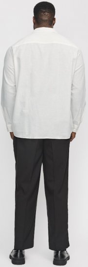 Jack & Jones Breeze Linen Blend Long Sleeve Shirt White - Overhemden - Overhemden Grote Maten Heren