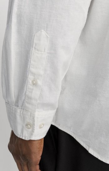 Jack & Jones Breeze Linen Blend Long Sleeve Shirt White - Overhemden - Overhemden Grote Maten Heren