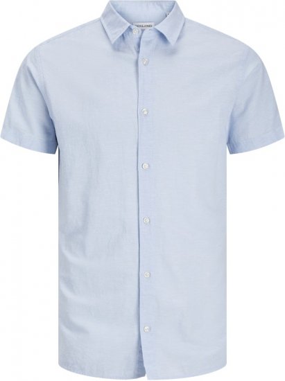 Jack & Jones Breeze Linen Blend Short Sleeve Shirt Chambray Blue - Overhemden - Overhemden Grote Maten Heren