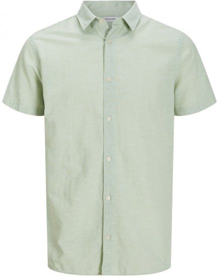 Jack & Jones Breeze Linen Blend Short Sleeve Shirt Iceberg Green - Overhemden - Overhemden Grote Maten Heren