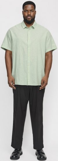 Jack & Jones Breeze Linen Blend Short Sleeve Shirt Iceberg Green - Overhemden - Overhemden Grote Maten Heren