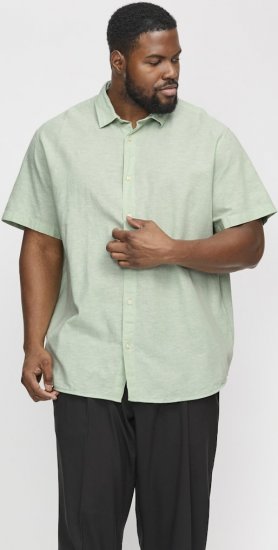 Jack & Jones Breeze Linen Blend Short Sleeve Shirt Iceberg Green - Overhemden - Overhemden Grote Maten Heren