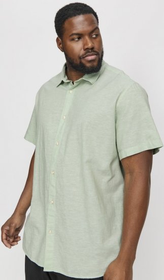 Jack & Jones Breeze Linen Blend Short Sleeve Shirt Iceberg Green - Overhemden - Overhemden Grote Maten Heren