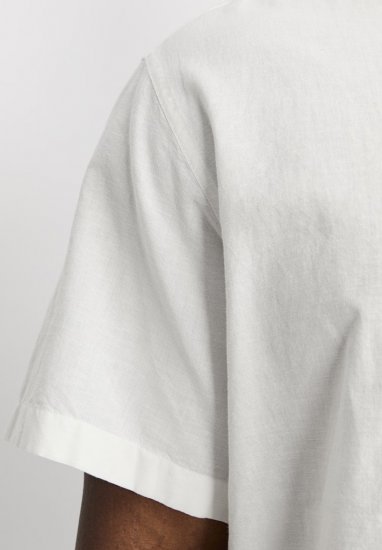 Jack & Jones Breeze Linen Blend Short Sleeve Shirt White - Overhemden - Overhemden Grote Maten Heren