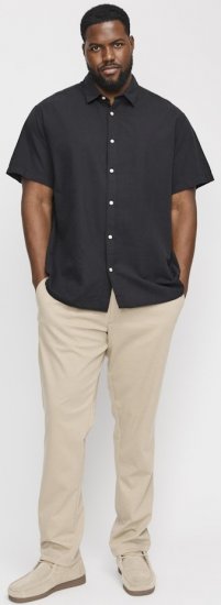 Jack & Jones Breeze Linen Blend Short Sleeve Shirt Black - Overhemden - Overhemden Grote Maten Heren